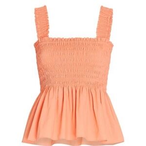 INTERMIX Ingrid Smocked Peplum Tank Top